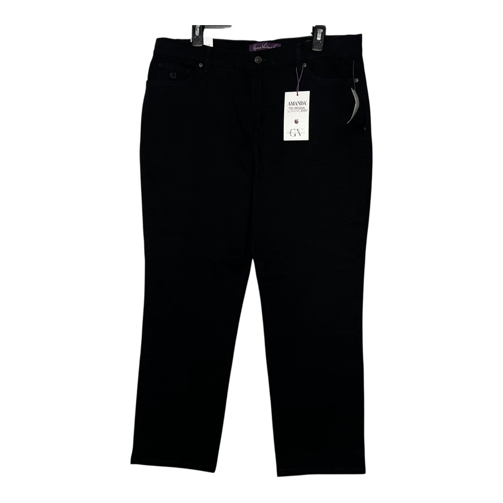 Gloria Vanderbilt Amanda Black High Rise Straight Leg Slimming Jeans 16S‎ NWT